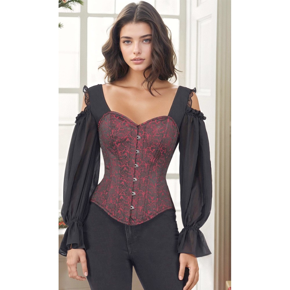 Attitude Corsets - Audrey Brocade survÃªtement corset - Rouge